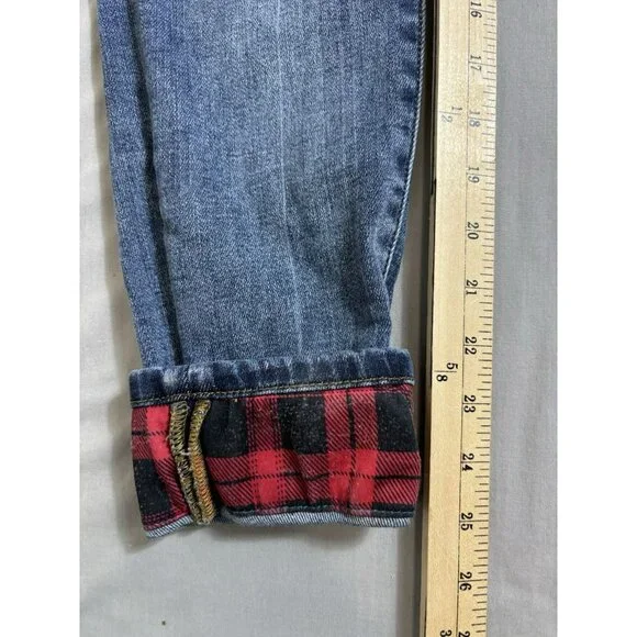 Judy Blue Skinny Fit Jeans Women's 11/30 Blue Red Plaid Patches Distressed Denim - Picture 3 of 7